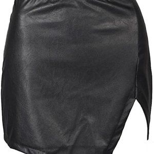 Choies Women's Black Cut Out Mid Waist Asymmetric Hem PU Mini Skirt
